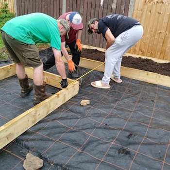 great team work at the  community garden
