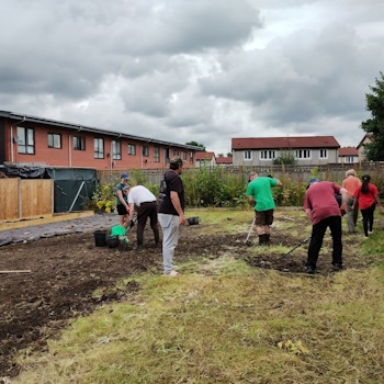 great team work at the  community garden
